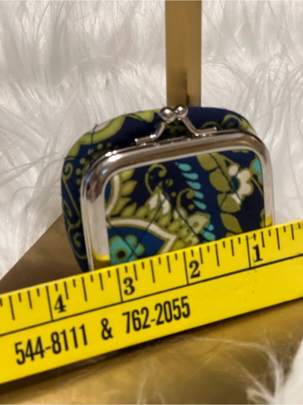 Vera Bradley Navy Floral Kiss-Lock Coin Purse with Teal & Lime Accents - Picture 7 of 9